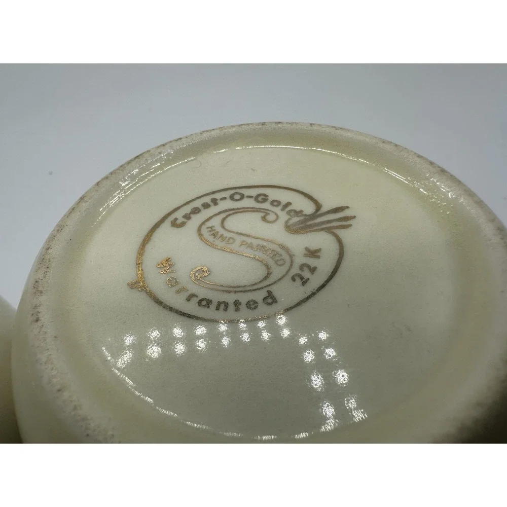 Pair of Sabin Crest-O-Gold Flat Cups‎ Made In USA 22K Gold
